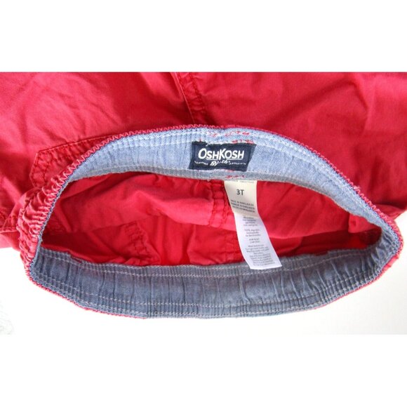 Genuine Oshkosh B'Gosh Boys 3T Red 100% Cotton Shorts - Pockets & Drawstring - Picture 13 of 13